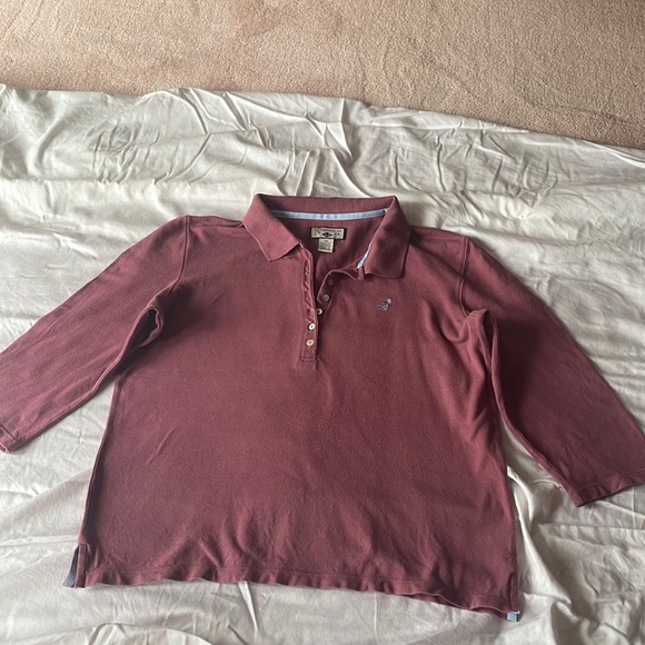 Caribbean Joe Mauve Polo Style Top with 3/4 Length Sleeves. PXL - Picture 2 of 5